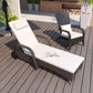 Wicker Chaise Lounge, Outdoor Lounge Chair, PE Rattan Patio Sun lounger with Head-rest, 5-Level Height Adjust Backrest, Cushion, & Wheels, Mixed Grey and Grey - Brown