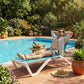 Outdoor Chaise Lounge Chair, Patio Aluminum Tanning Chair with 5-Level Adjustable Back, Portable Wheels, Turquoise
