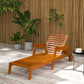 Wood Lounge Chair Outdoor Tanning Chair with Wheels, 3-Position Adjustable Backrest and Armrests, Orange