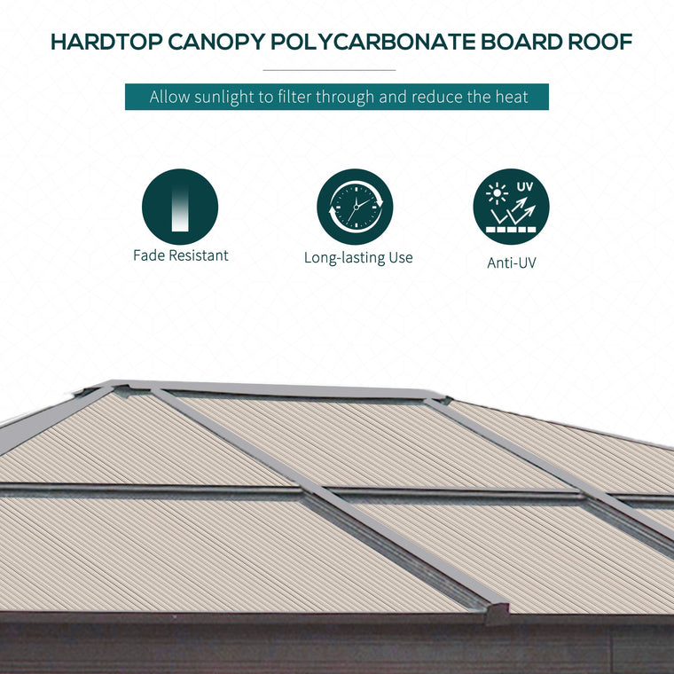 10' x 12' Brown Hardtop Gazebo with Polycarbonate Roof & Hook