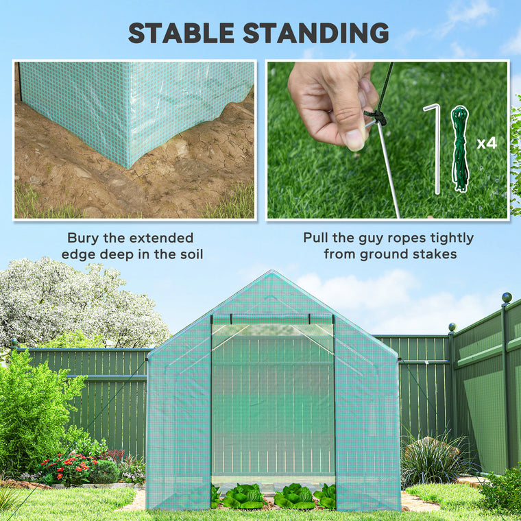 6.6' x 10' x 6.6' Green Tunnel Greenhouse with Mesh Windows