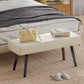 39 Inches Upholstered Bedroom Bench, Modern End of Bed Bench with Steel Legs, Cream White