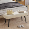 39 Inches Upholstered Bedroom Bench, Modern End of Bed Bench with Steel Legs, Cream White