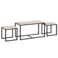 Nesting Coffee Table Set of 3, Modern End Tables with Black Metal Frame for Living Room Home Furniture, Natural