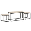 Set of 3 Nesting Coffee Tables with Metal Frame - Natural