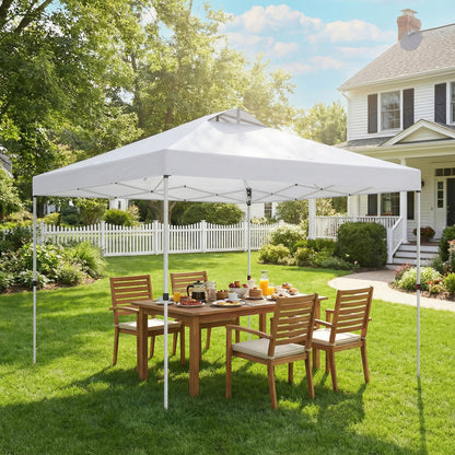 9.8' x 9.8' White Waterproof Pop-Up Canopy Tent with Carry Bag
