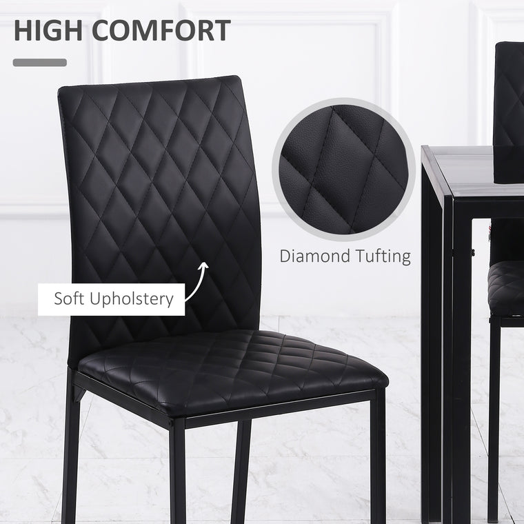 Tufted High Back Dining Chairs Set of 6 - Black