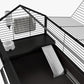 Guinea Pig Cage with Foldable Detachable Playpen, Rolling Rabbit Chinchilla Hedgehog Bunny Cage Small Animal Habitat with Water Bottle, Hay Feeder