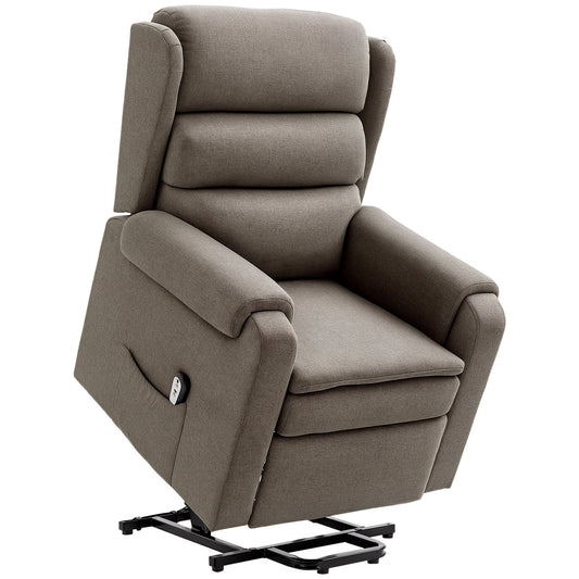 Power Lift Recliner with Footrest and Remote - Brown