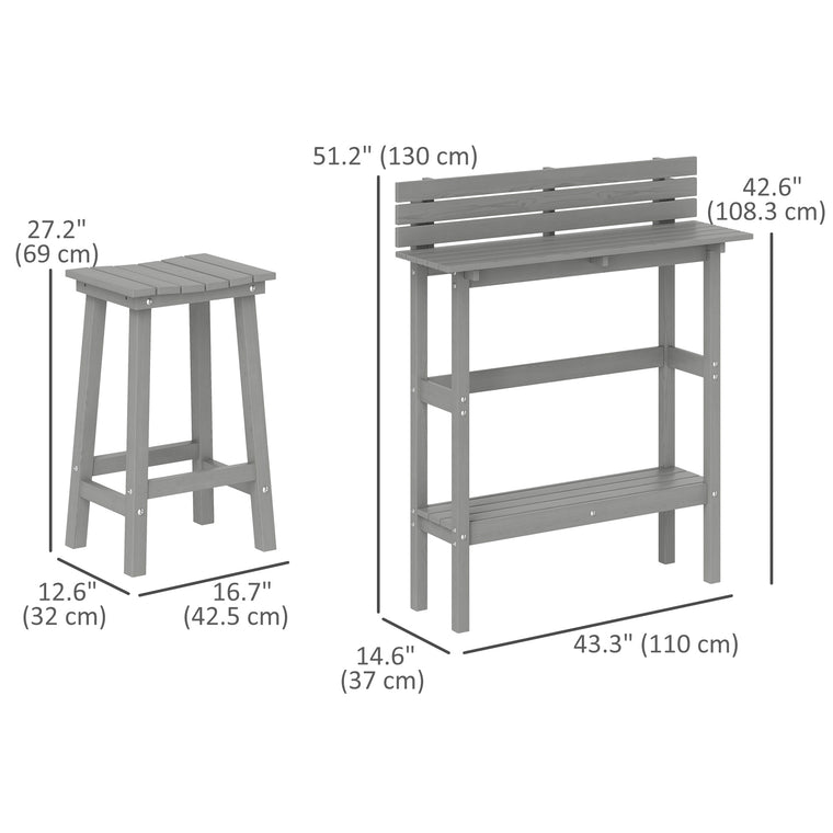 3-Piece Bar Set with 43" Table and 2 Stools