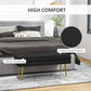39" Storage Ottoman, Velvet End of Bed Bench with Steel Legs, Foot Stool with Storage for Bedroom, Living Room, Black