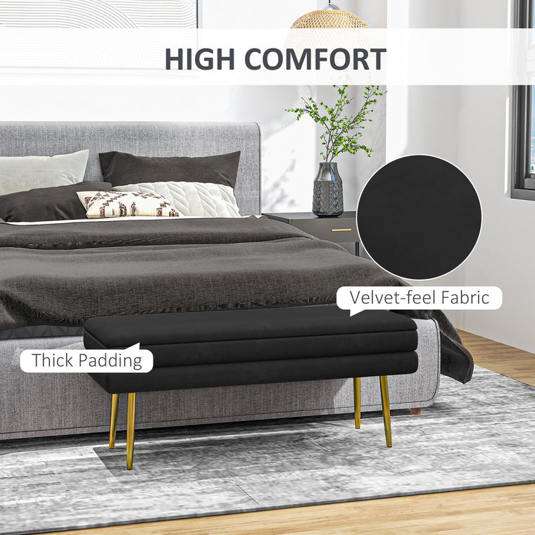 39" Velvet Storage Bench with Steel Legs