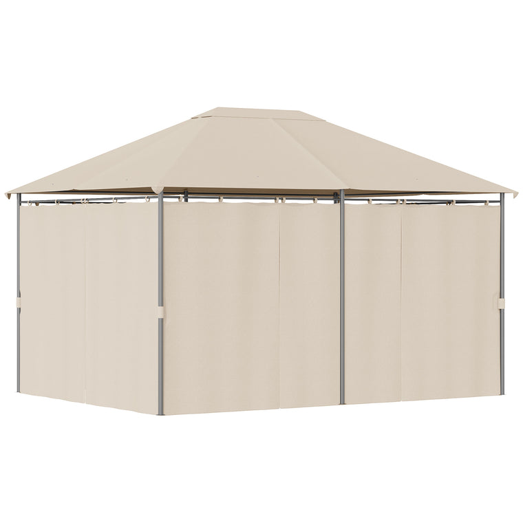 13' x 10' Khaki Soft-Top Steel Gazebo with Removable Curtains