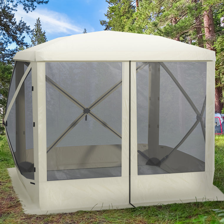 Beige Foldable Pop-Up Screen Tent for 3-4 People