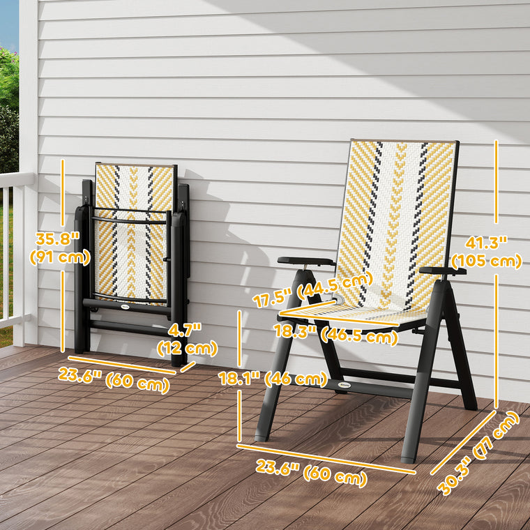 Wicker Chairs with 5-Position Backrest, Set of 2