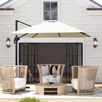 8' x 8' White Square Offset Umbrella with Crank & Tilt