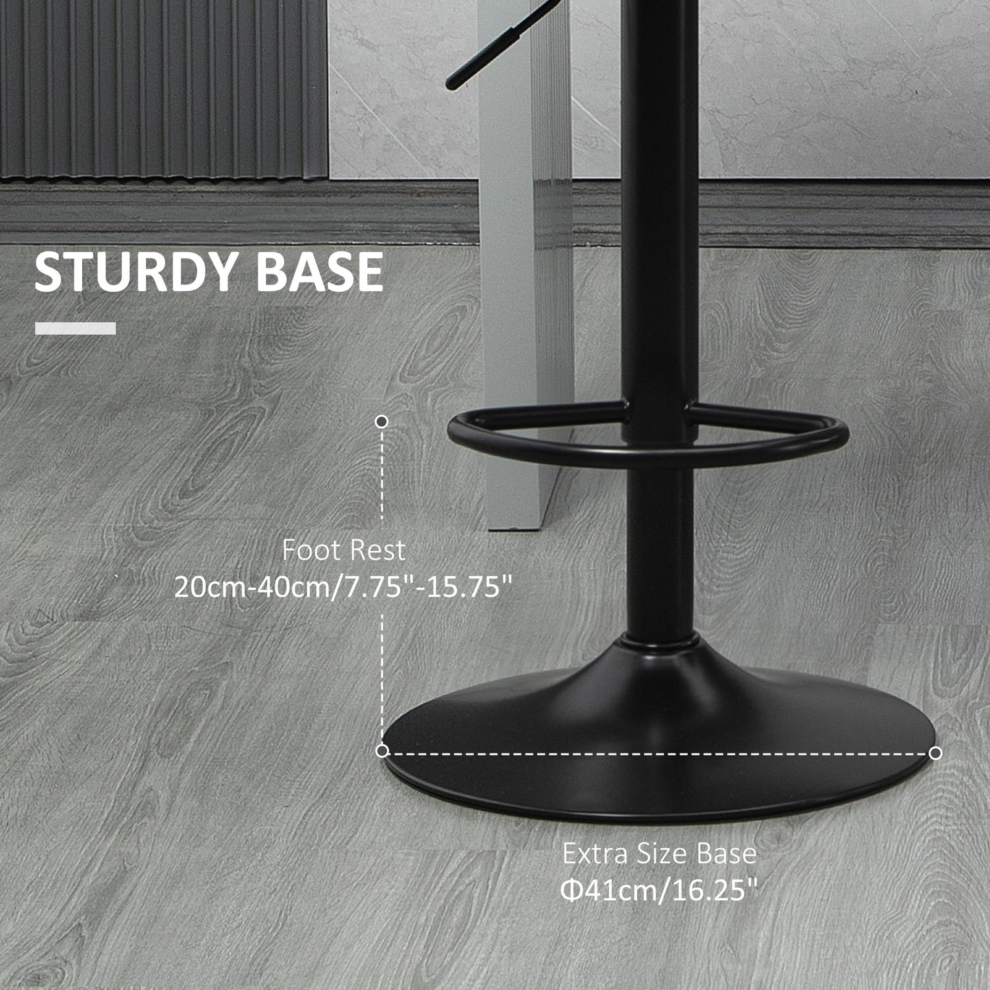 Swivel Barstools Set of 2 Adjustable Bar Stools with Footrest Armrests and PU Leather Back for Dining Room Black, Grey