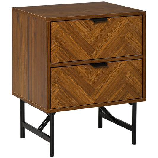 2-Drawer Nightstand End Table - Walnut Brown