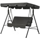 3-Seater Outdoor Porch Swing with Adjustable Canopy, Patio Swing Chair for Garden, Poolside, Backyard, Red
