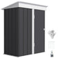 Outdoor Storage Shed, Steel Lean-to Shed with Adjustable Shelf, Lock, Gloves, 5'x3'x6', Dark Grey
