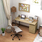 53 Inch Computer Desk, Writing Table with Cabinet, Drawer, Adjustable Shelf for Home Office Study, Natural Wood