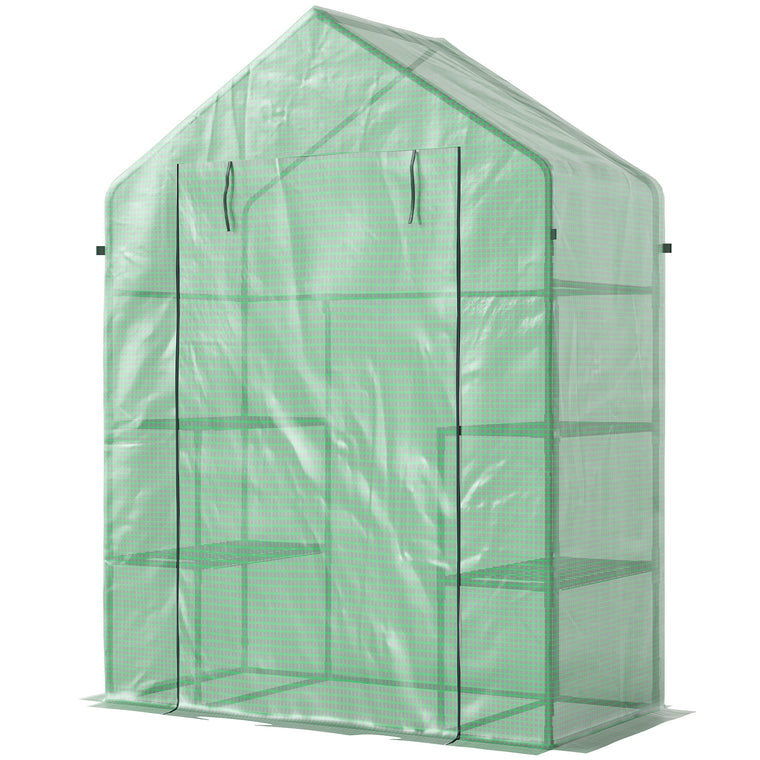 56" x 29" x 77" Dark Green 3-Tier Mini Greenhouse with 4 Shelves
