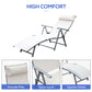 Outdoor Folding Chaise Lounge Chair Steel Portable Recliner with 7 Adjustable Backrest Positions, Red