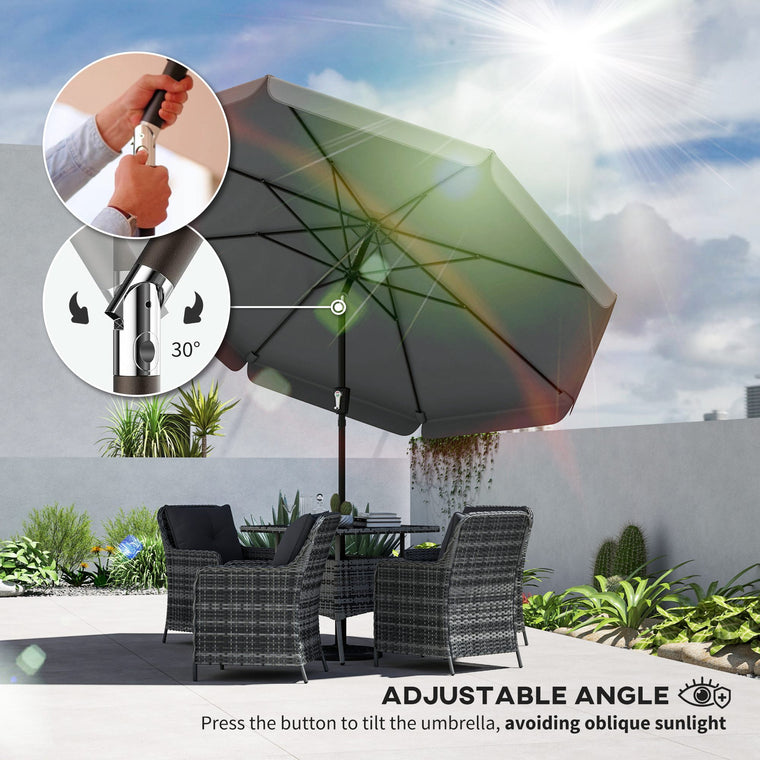 10ft Dark Grey Market Table Umbrella with Push Button Tilt