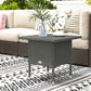 Wicker Outdoor Side Table, 20" Square Patio End Table w/ Full Woven Top, Grey