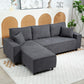 Corduroy L-Shape Corner Sectional Sofa - Charcoal Grey