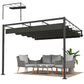 10' x 10' Retractable Pergola Canopy, Wall-Mounted Pergola, Outdoor Sun Shade Shelter for Garden, Balcony, Dark Grey