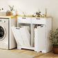 13 Gallon Tilt Out Garbage Cabinet, Kitchen Island with Trash Cabinet, 2 Drawers, Door Racks, Adjustable Shelves, White