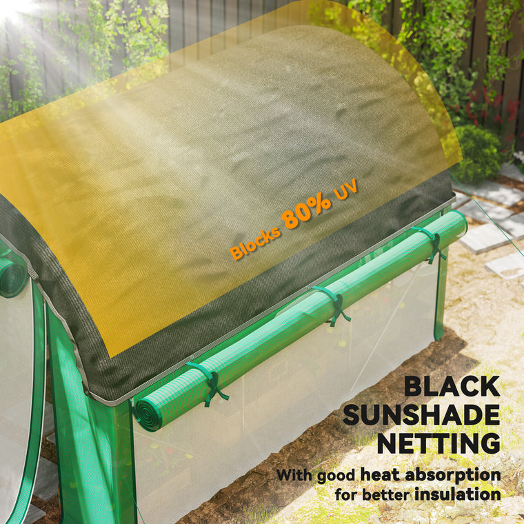 Walk-In Tunnel Greenhouse with Sunshade Net & Mesh Sidewalls