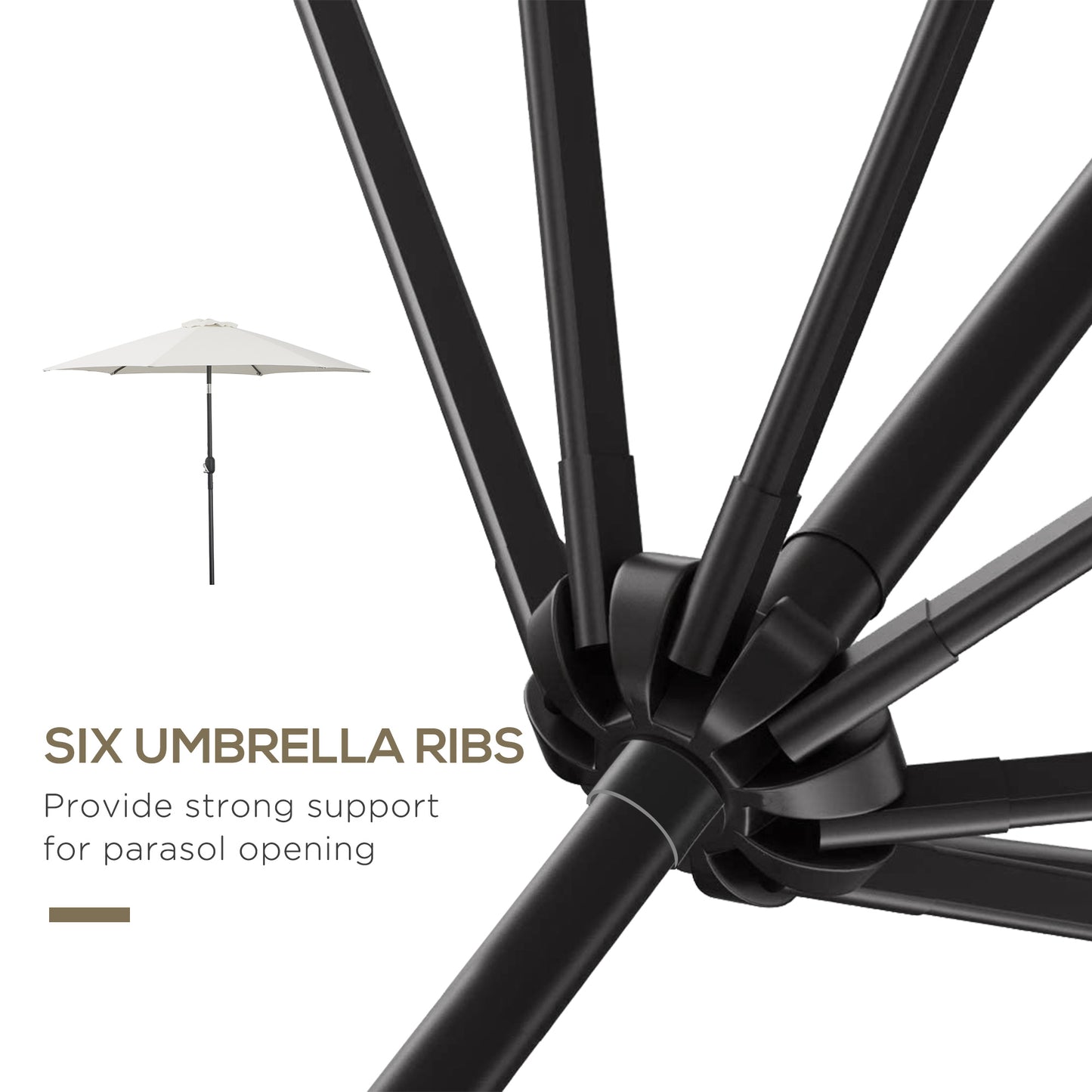 8.5' Cream White Round Aluminum Parasol with Crank Handle