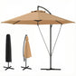 9.5' Khaki Cantilever Umbrella with Wind Protection Strap