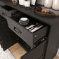 Sideboard Buffet Cabinet with Storage, Modern Coffee Bar Cabinet with 3 Drawers and Adjustable Shelves, Distressed Black