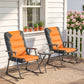 3-Piece Outdoor Foldable Rocking Chair Set, Orange - Orange
