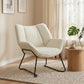 Accent Chair, Sherpa Fleece Armchair with Wide Backrest and Metal Legs, White