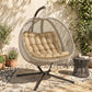 Double Egg Chair with Stand, 2 Person Hanging Swing Egg Chair with Cushion, Pockets, Khaki