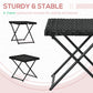 Patio Wicker Coffee Table, Outdoor PE Rattan Garden Folding Side Table, 15.75"x15.75"x15.75", Black