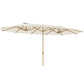 179.1" x 104.3" Beige Double Garden Parasol with 12 Steel Ribs