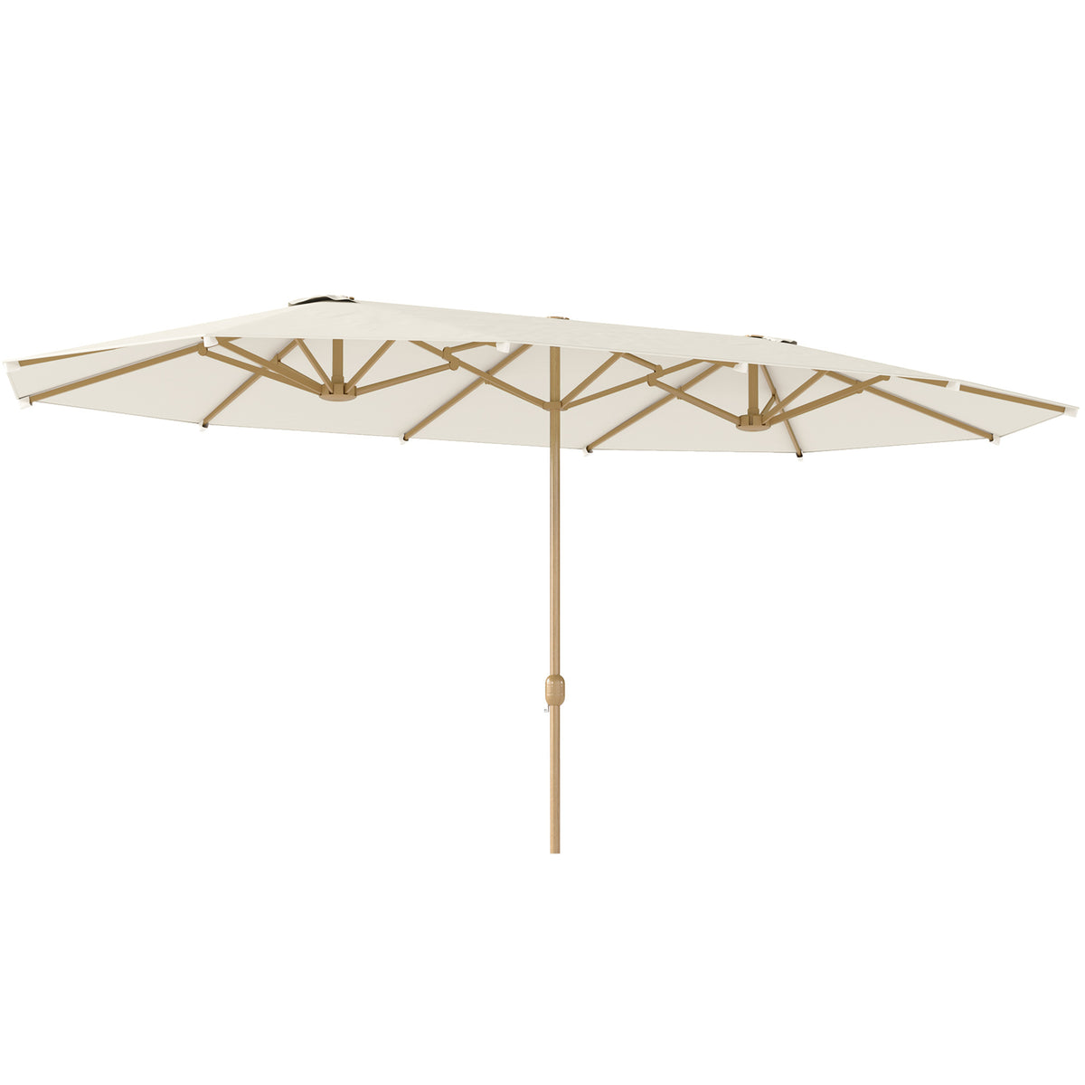 179.1" x 104.3" Beige Double Garden Parasol with 12 Steel Ribs