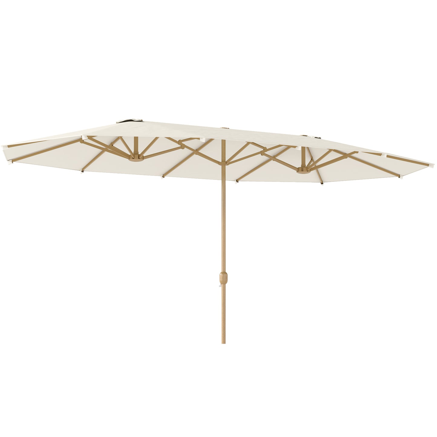 179.1" x 104.3" Beige Double Garden Parasol with 12 Steel Ribs