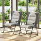 Folding Rocking Chair Set of 2 Padded Rockers with Armrest, Light Grey