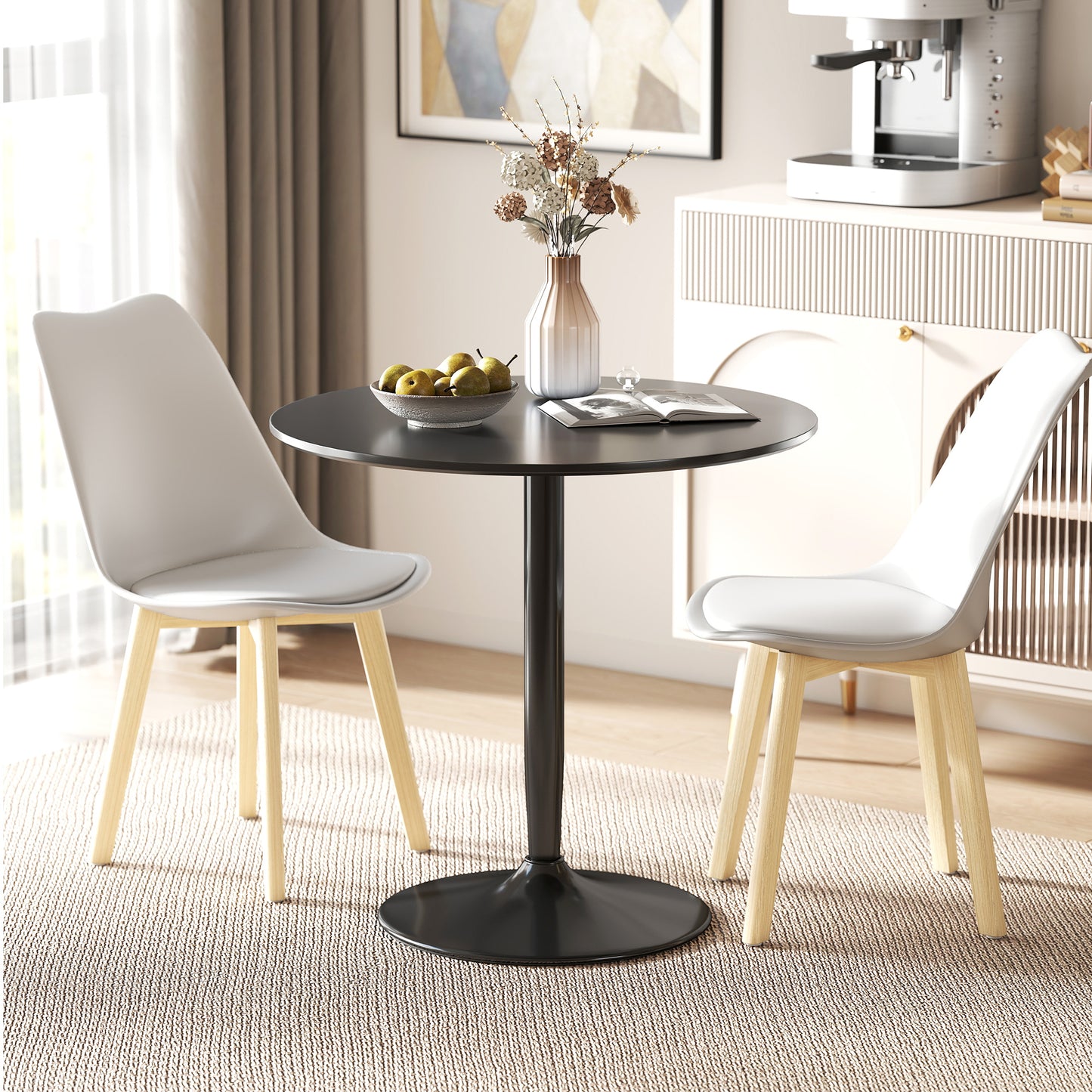 Round Dining Table for 2 with Steel Base