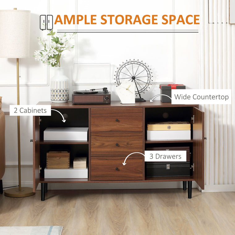 Kitchen Buffet Cabinet with 3 Drawers - Rustic Brown