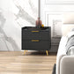 Bedside Table, Nightstand with 2 Drawers, Side End Table with Metal Legs for Bedroom, Black