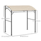 7' x 5' BBQ Grill Gazebo Tent, Garden Grill Canopy with Steel Frame and Hooks, Outdoor Sun Shade, Beige