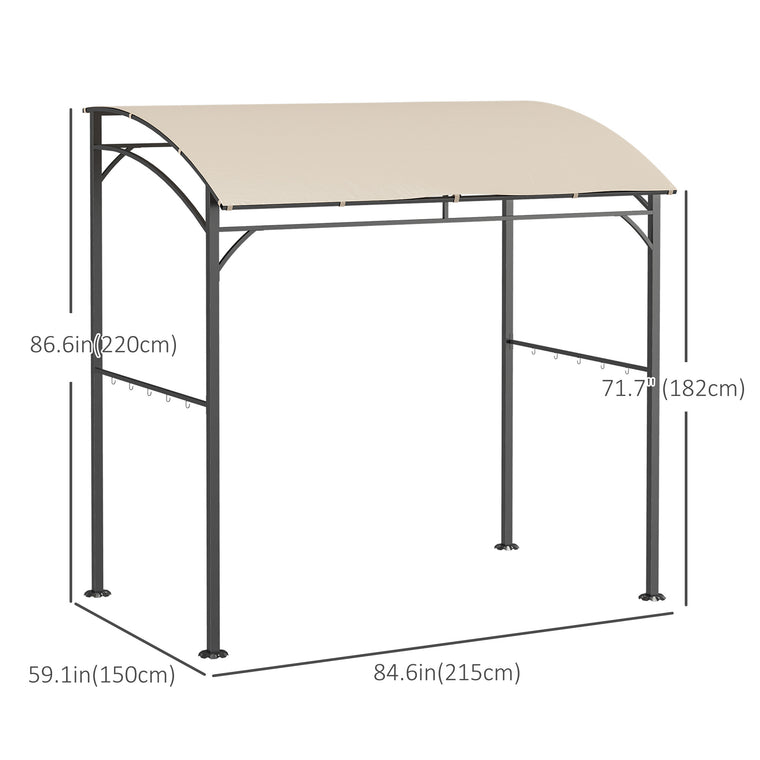 7' x 5' Beige Steel BBQ Grill Gazebo with Hooks
