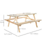 Wood Picnic Table, Camping Table and Bench Set with Umbrella Hole for Outdoor, Garden, Patio, Backyard, Natural